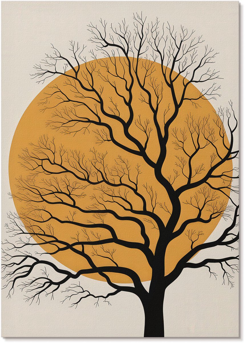 Tulup Polycanvas Poster - Abstracte Boom, Illustratie - A4 - Oranje Wandposter - Rechthoek - Decoratieve poster - Woonkamer, Slaapkamer, Kantoor - Minimalist