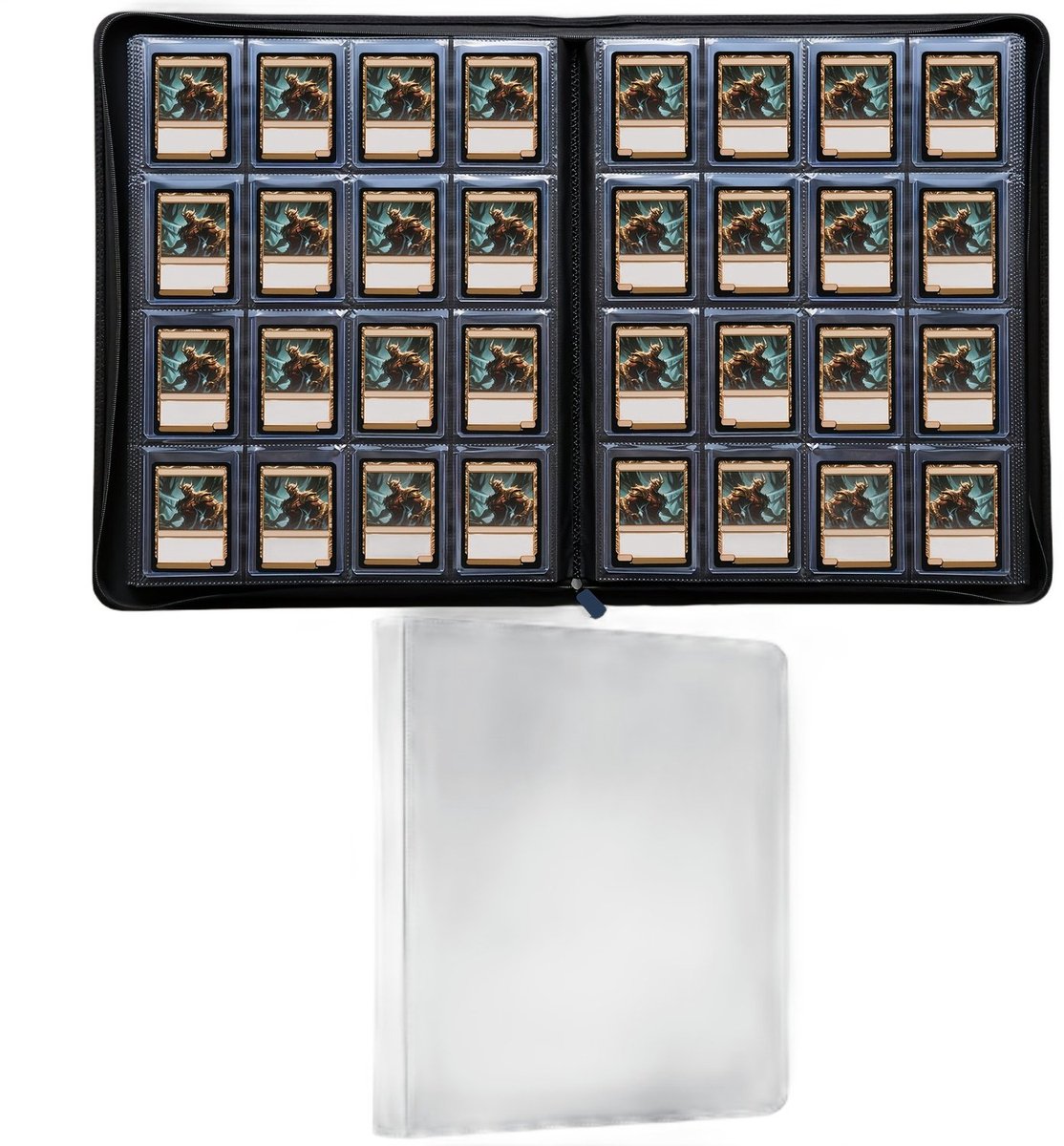 Currero Toploader Binder - Verzamelmap Kaarten - Geschikt voor Pokemon - 4 Pocket - 9 Pocket - 12 Pocket - Trading Card Map - Toploadermap - Blauw Groen - 512 Kaarten
