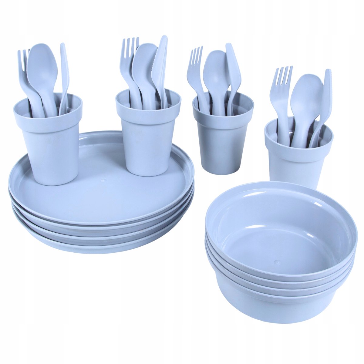 Kampeerbestekset voor 4 personen - Blauw, BPA-vrij