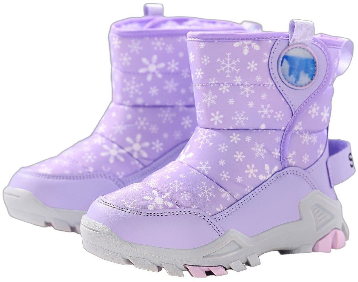Currero Snowboots Meisjes Sneeuwlaarzen Kinderen Winterlaarzen Meisjes Gevoerde Winterschoenen Waterdicht Antislip Zool Warm Gevoerd Kinderlaarzen Lichtpaars