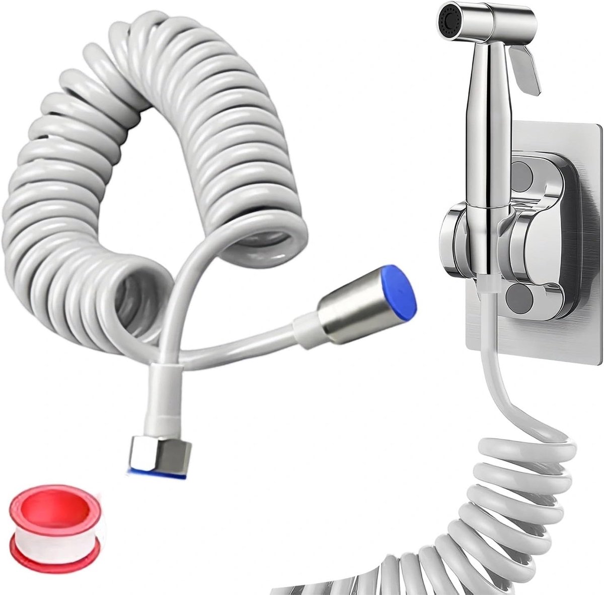 5 meter PE-toiletdoucheset, zilverkleurige wc-doucheset, bidet-sproeier, wc-sproeier met PE-slang van 5 m, voor keukens, badkamers en hotels