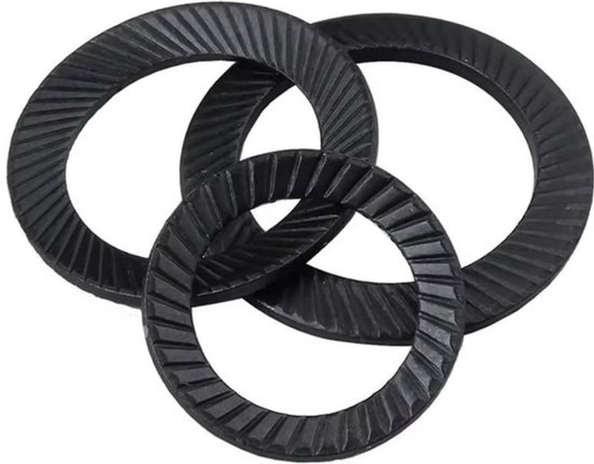 - Anti-slip sluitringen - Koolstofstaal - 20 stuks - M18x27mm - Stevige borging - Voor moeren en bouten - Hoogwaardige kwaliteit