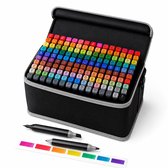 Twinmarkers 168 Stuks - Alcohol Markers met Dual-Tip - Stiften voor Volwassenen en Kinderen - Inclusief Opbergtas