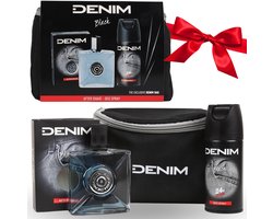 DENIM Black Heren CADEAUPAKKET 3in1 heren cosmetica ALS CADEAU - aftershave, deodorant + TOILETTAS