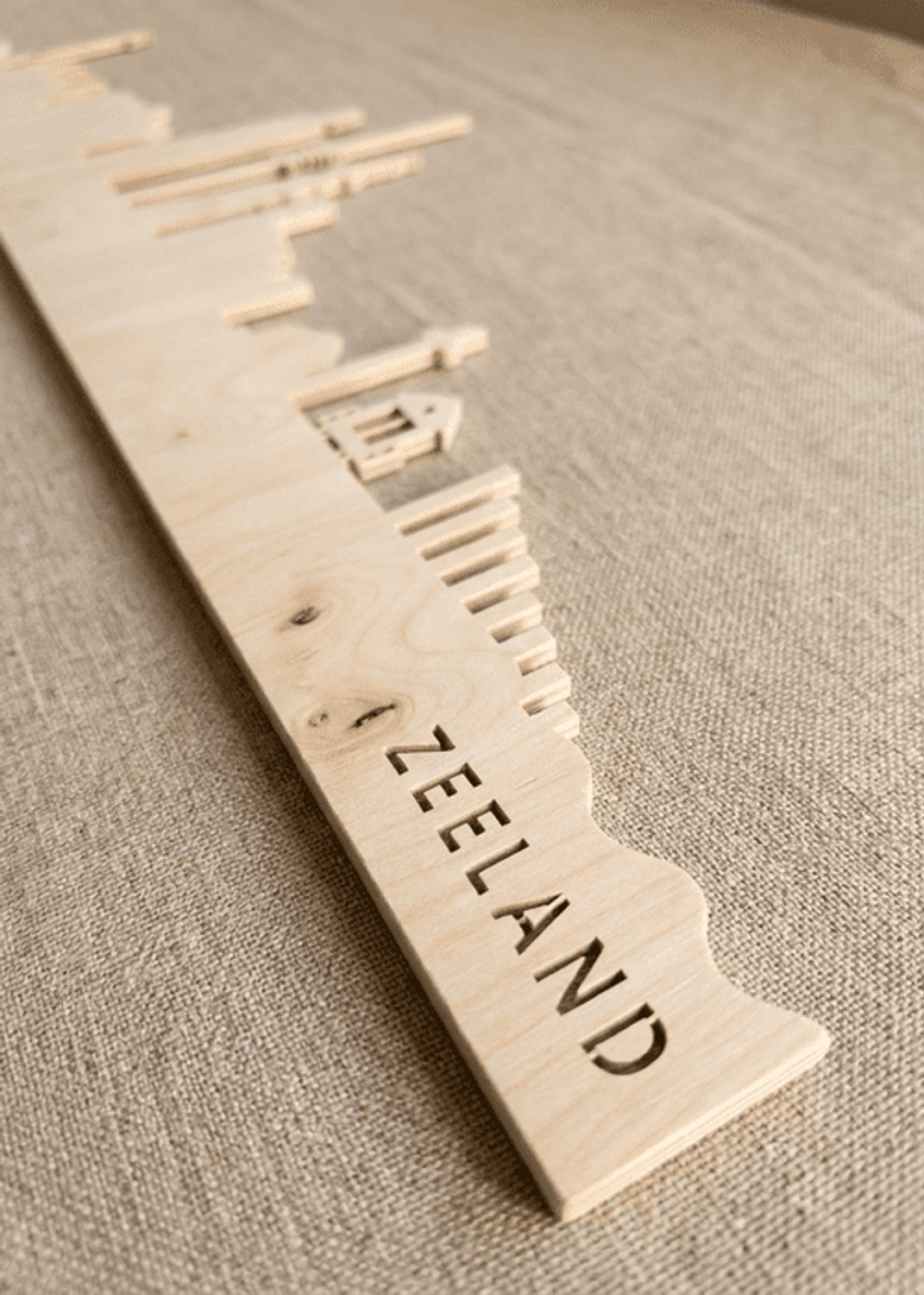 Houten Skyline Zeeland | Wanddecoratie voor aan de muur | Berken | 100 x 20 cm