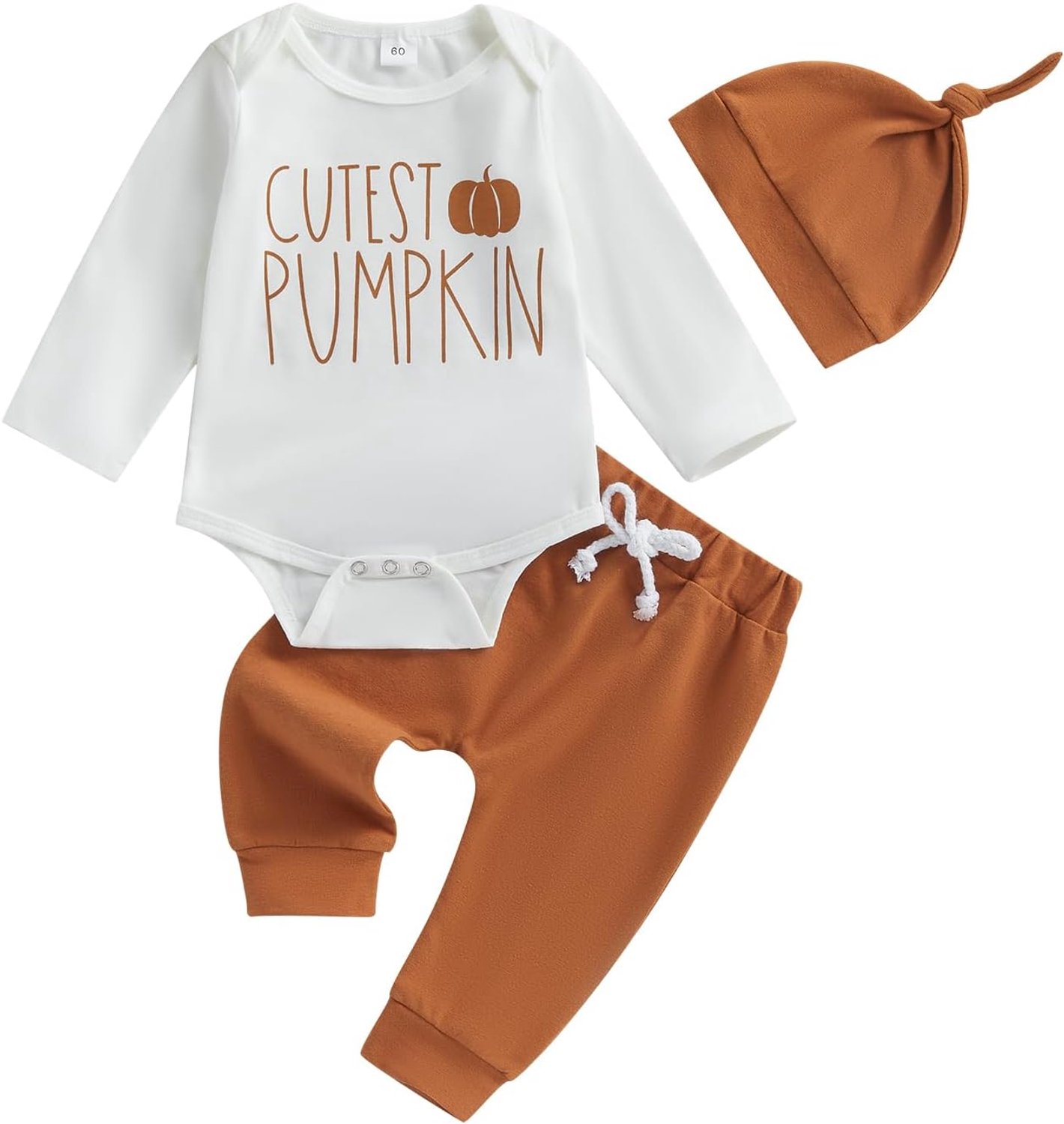 Halloween outfit met pompoen, body, broek en muts