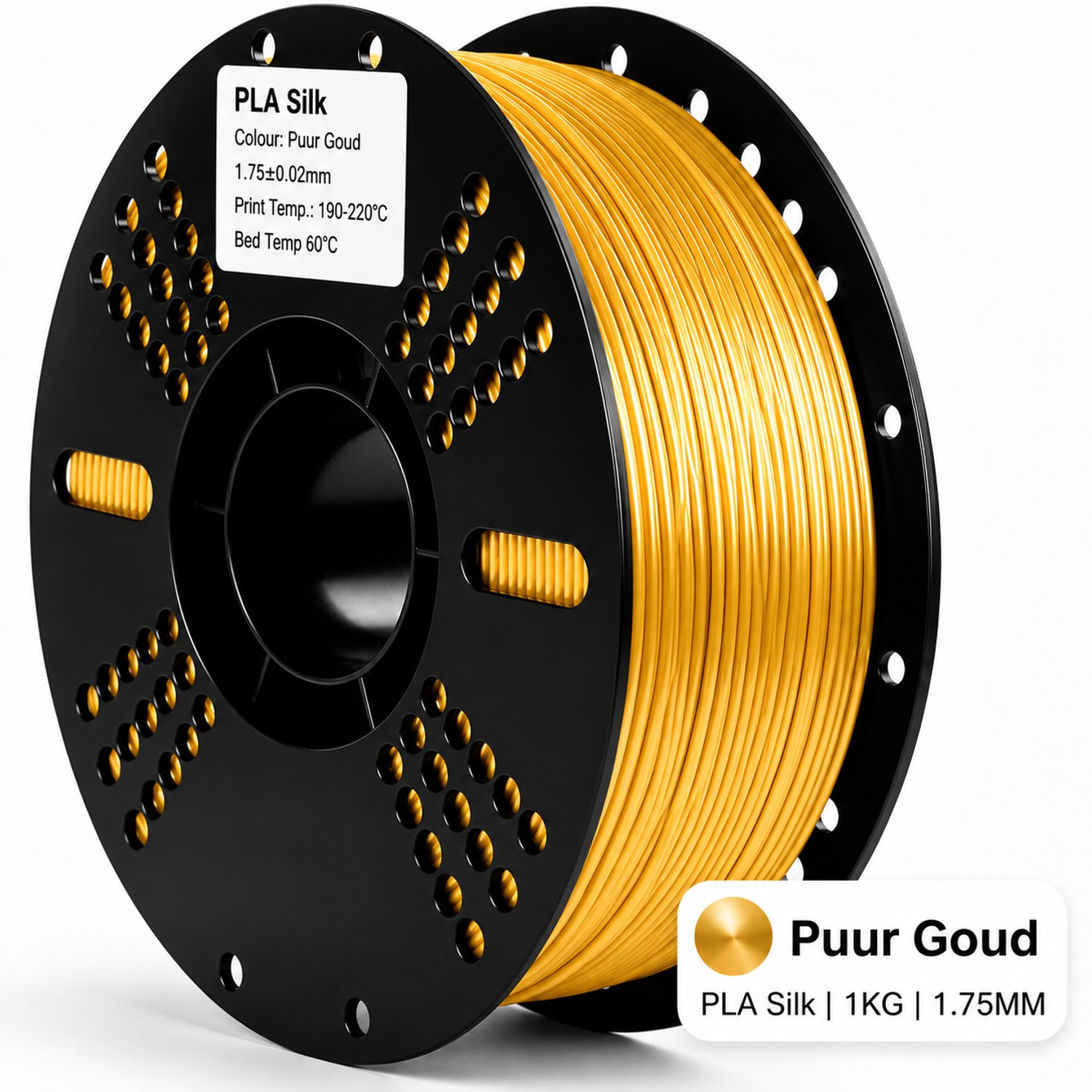 Koppelprint PLA Silk Filament – Puur Goud – 1.75mm – 1KG – Koppelprint Silk Puur Goud