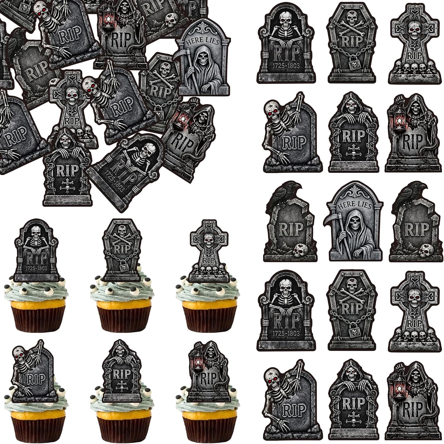 40 Stuks Grafsteen Taartdecoratie RIP voor Halloween