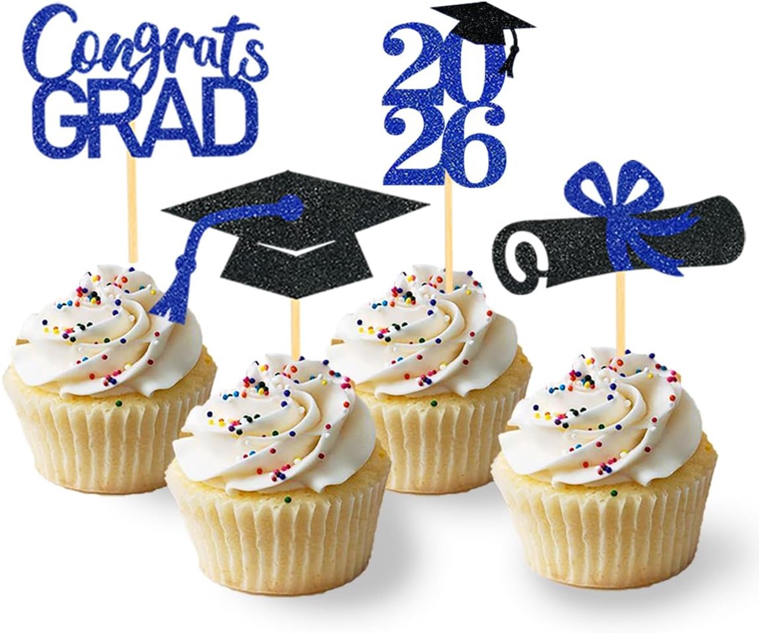 24 Glitters voor 2026 afstudeer cupcakes