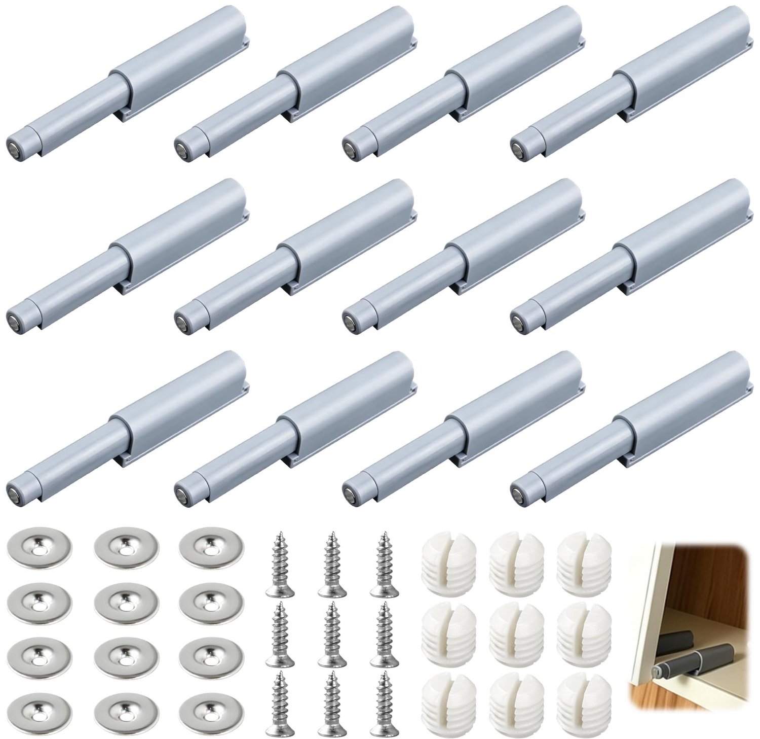 12 Magnetische Sluitingen Push to Open - Voor meubels en kastdeuren