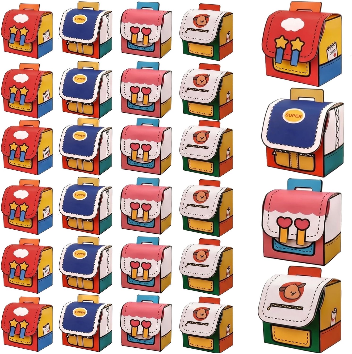 Set van 28 Mini Schooltassen voor de Eerste Schooldag