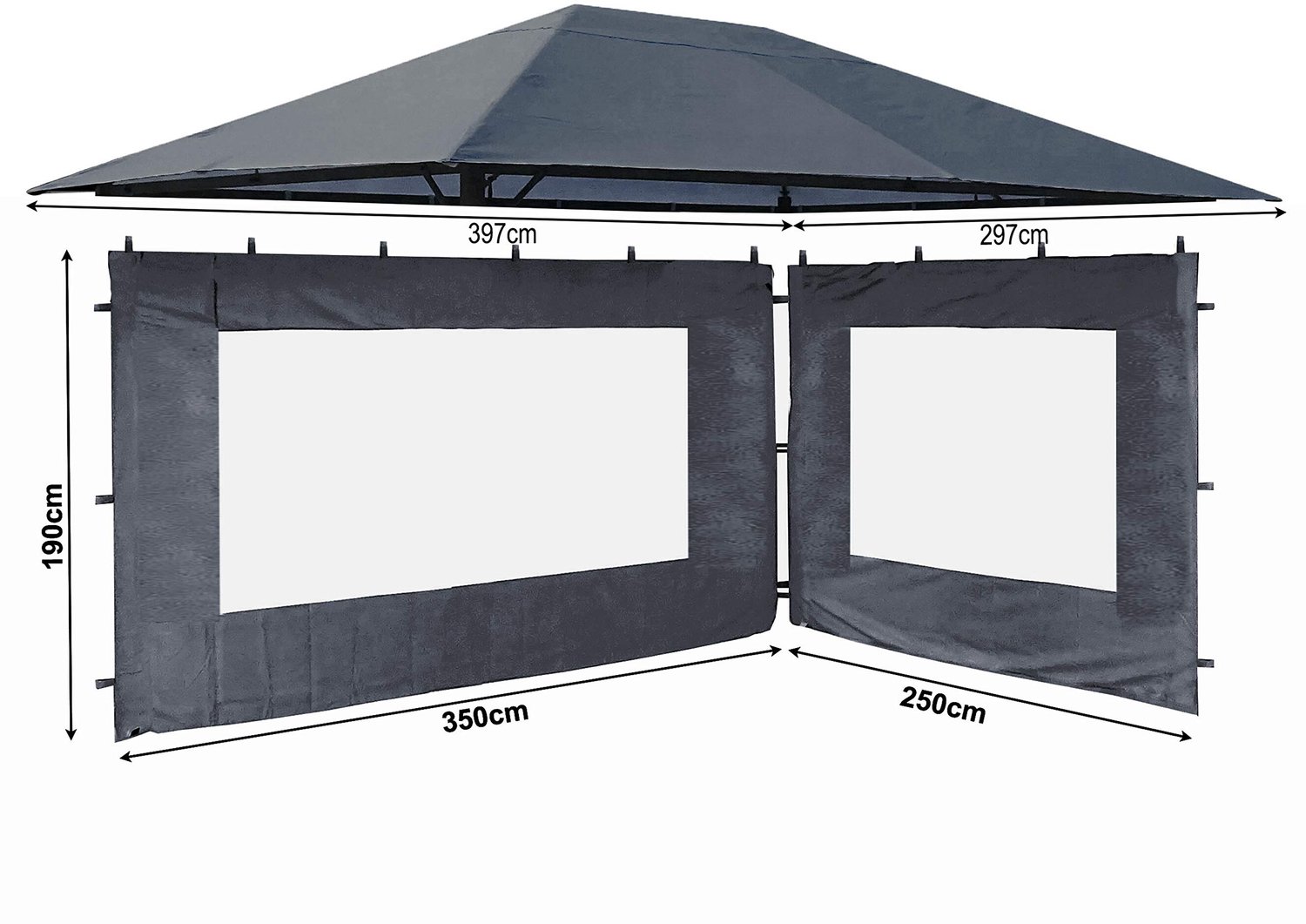 Vervangende Daken en Zijkanten voor Tuinpaviljoen 3x4m - Grijs 7012