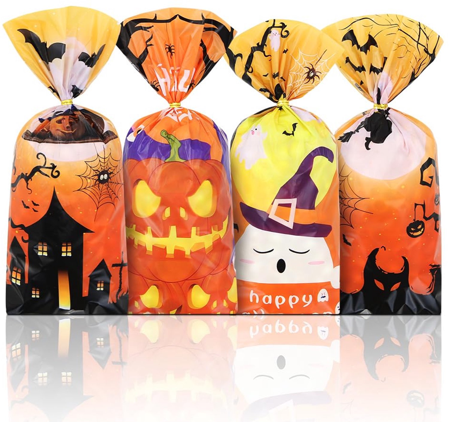 100 Stuks Halloween Snoepzakjes met Gedraaide Band
