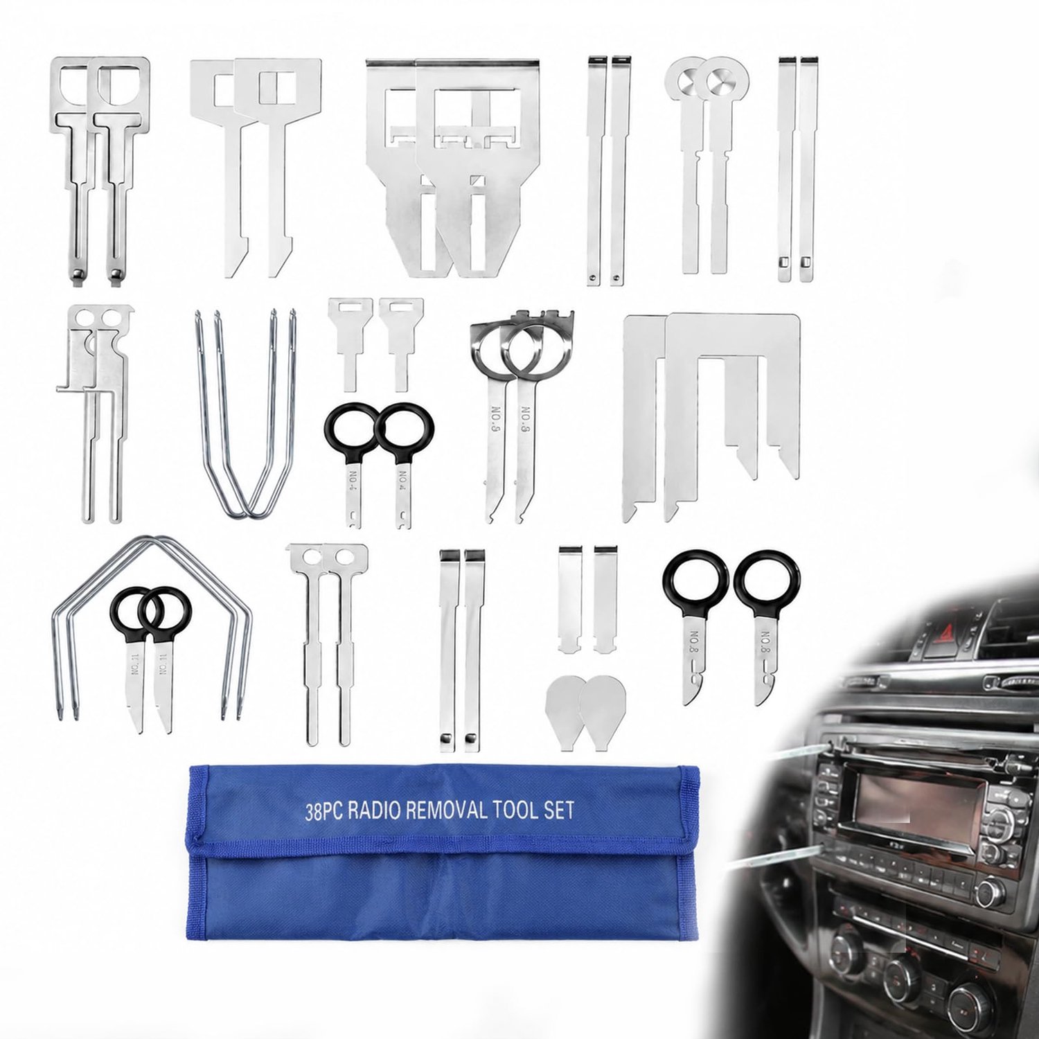 Set van 38 Auto Radio Demontagetools voor Eenvoudige Ontmanteling