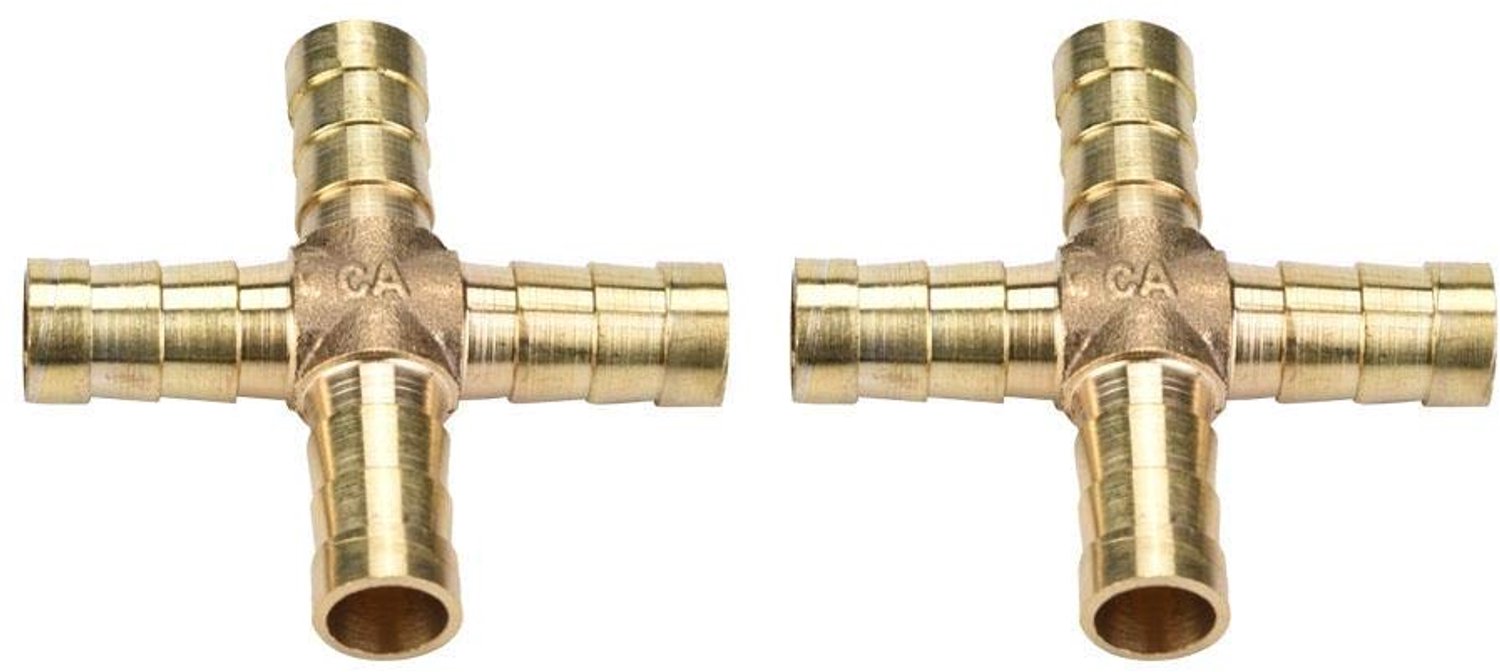 Kruisfitting 4-weg - Messing Koppeling - Snelkoppeling - Slangaansluiting - Vloeistofscheiding - Hoogwaardig Koper - Slangverbinding