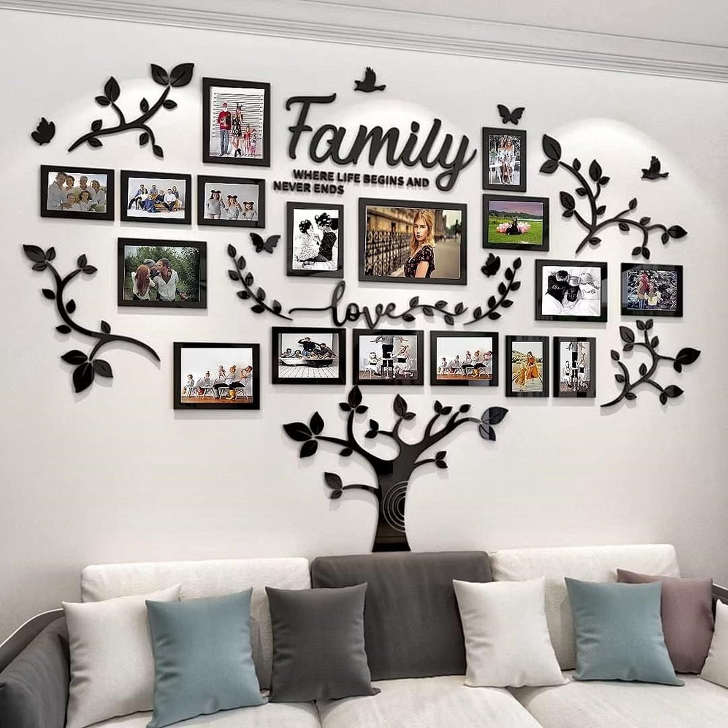 Wandtattoo Familieboom Sticker - Zwart - 207 x 146 cm