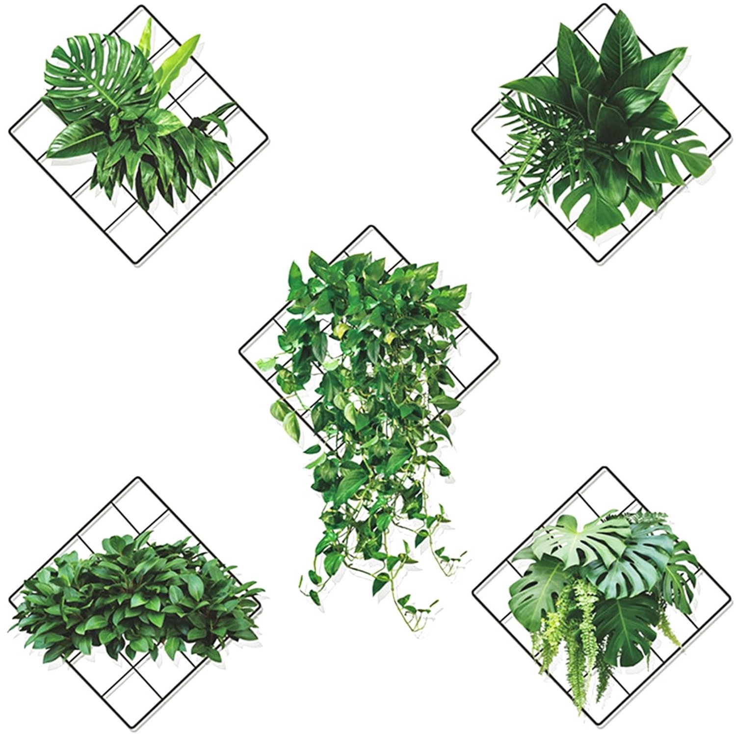 Set van 4 3D Groene Planten Wandstickers voor Interieurdecoratie