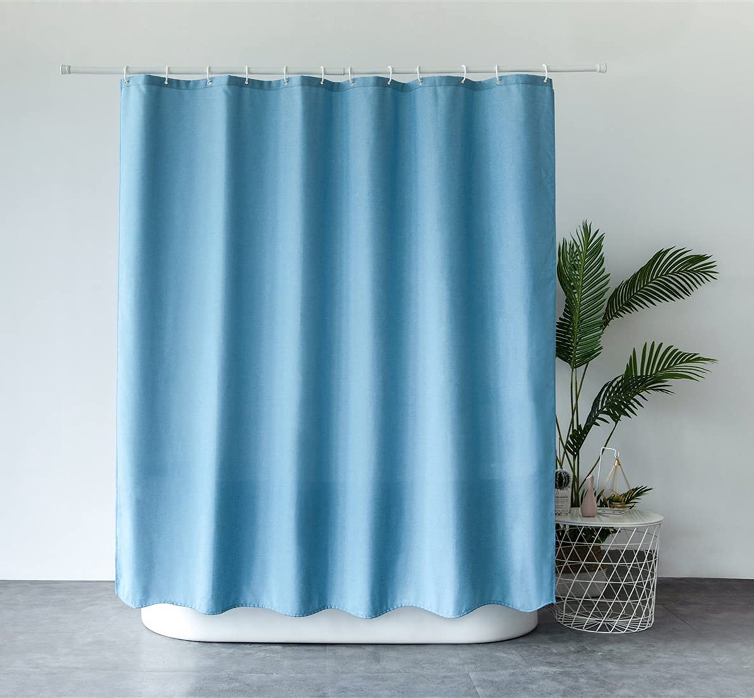 Douchegordijn - Turquoise Heavy Textile - 180 x 200 cm, Inclusief 12 Haakjes