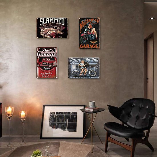 Set van 4 Vintage Metaal Wanddecoraties — afbeelding 3