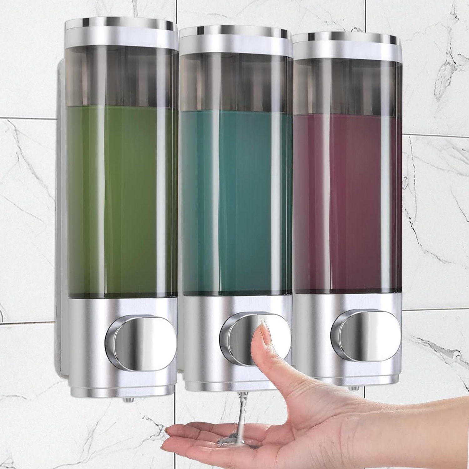 Wandzeepdispenser met 3 Compartimenten en Zonder Boren