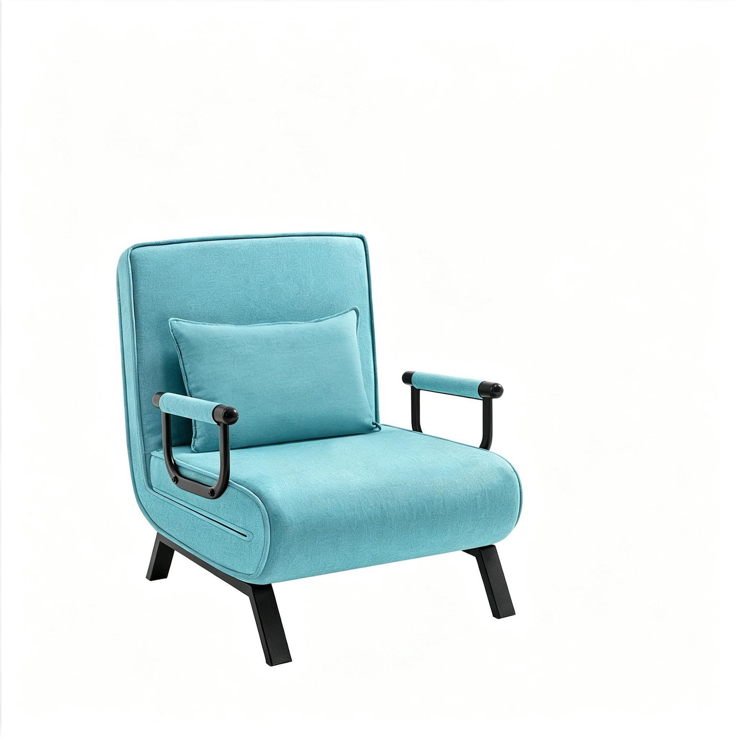 MEUNIQ Slaapfauteuil met bedfunctie, opvouwbare fauteuil met 5 standen verstelbare rugleuning en metalen frame, 80 x 74 x 82 cm, blauw