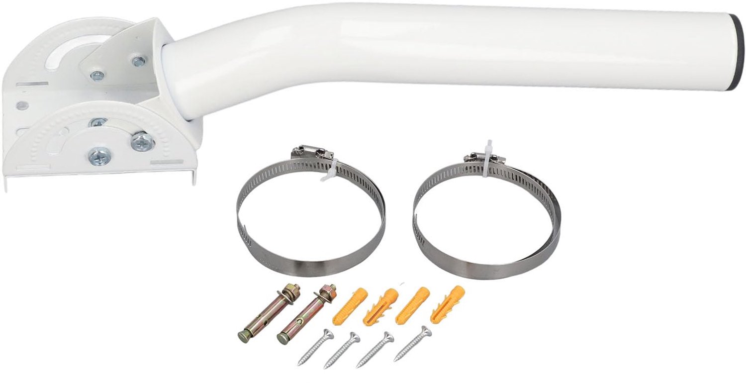 Satellietantenne J-paalmontageset - Verbeterde stabiliteit - 35 x 9 x 8 cm - Flexibele eindhoek - Geschikt voor tv-antennes - Voor paal-,...
