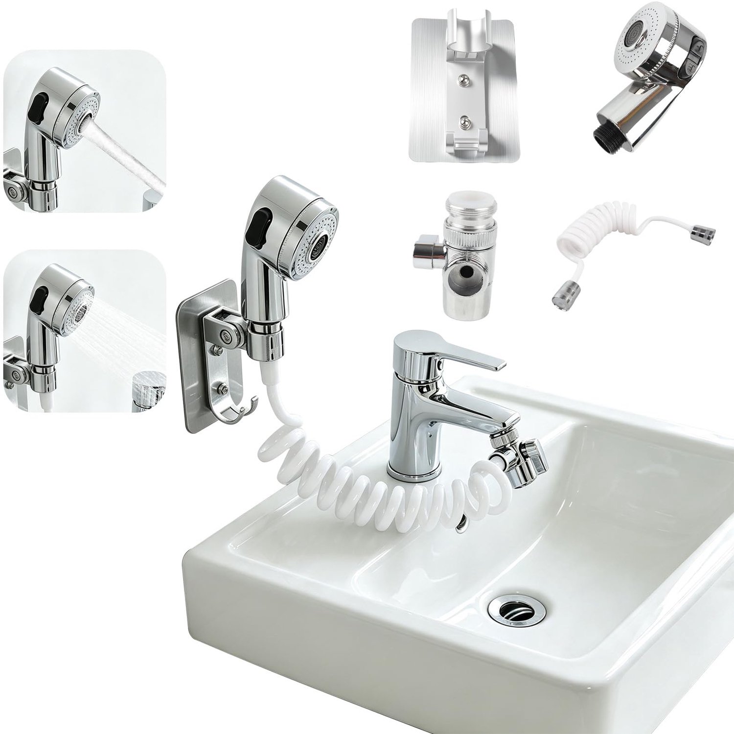 Universele Handdouche voor Wastafel - Wandbevestiging zonder Boren