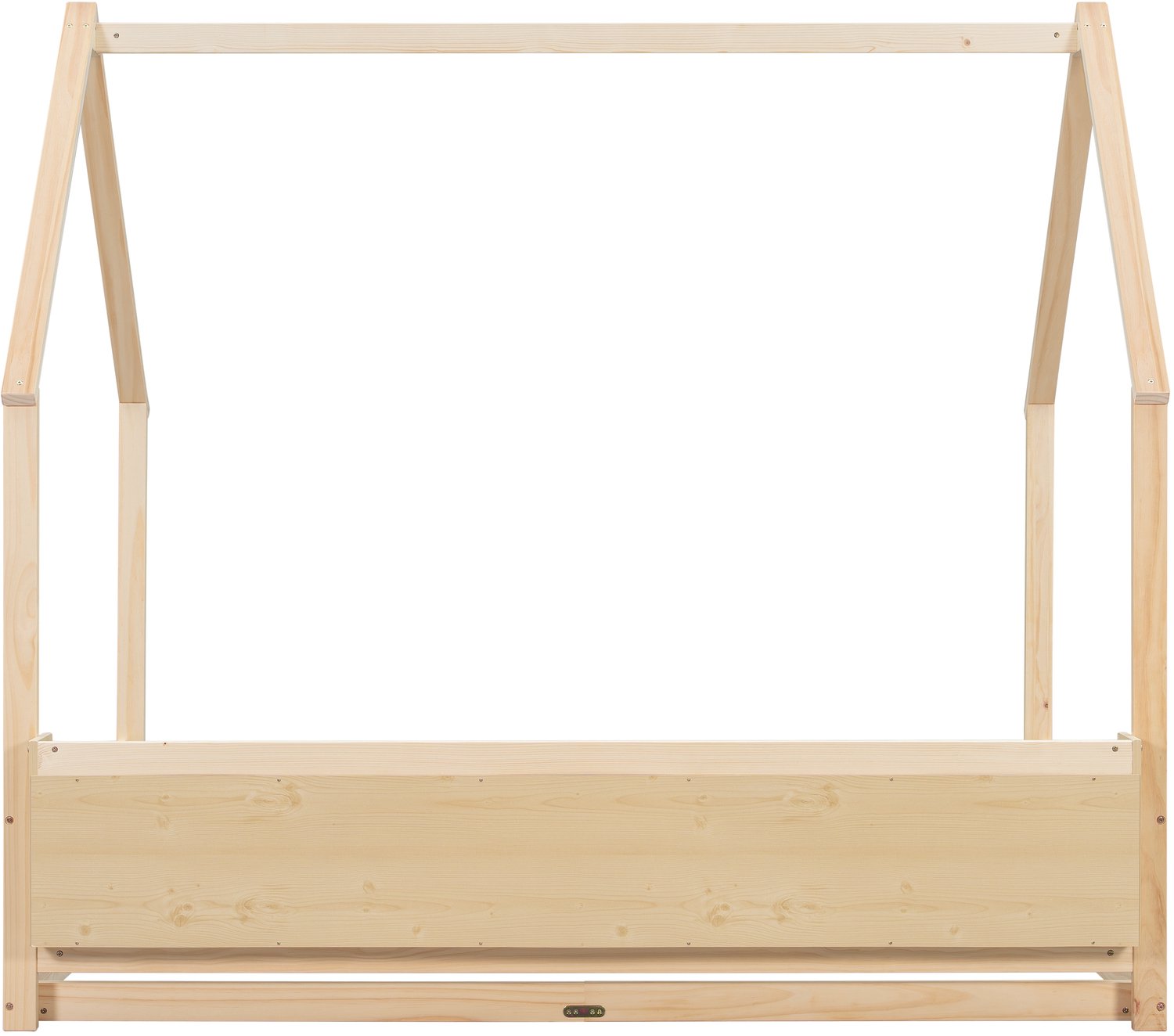 REDOM Kinderbed in huisvorm 140x200 cm - Met 4 opbergvakken en rondom hekwerk - Naturel