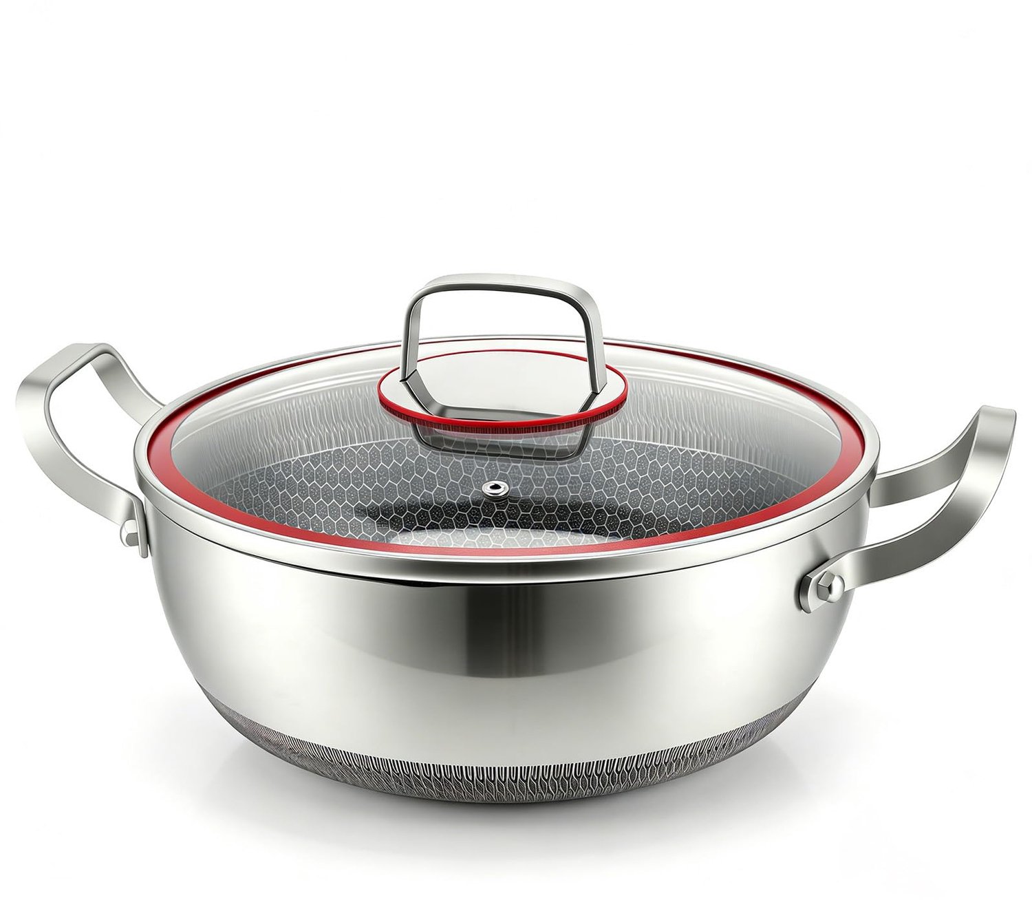 Hoge Rand Sautépan met Glazen Deksel en Antikleef Coating