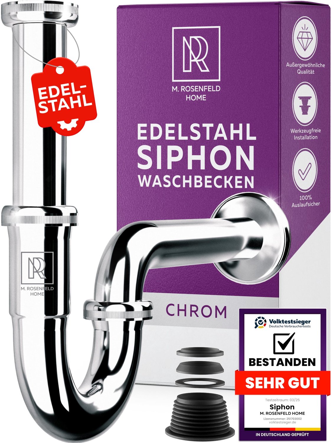 Siphon voor Wastafel van Verchroomd Messing