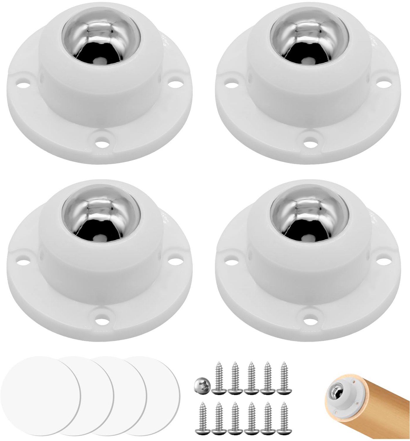 Set van 4 Zelfklevende Meubelwielen met 360° Beweging