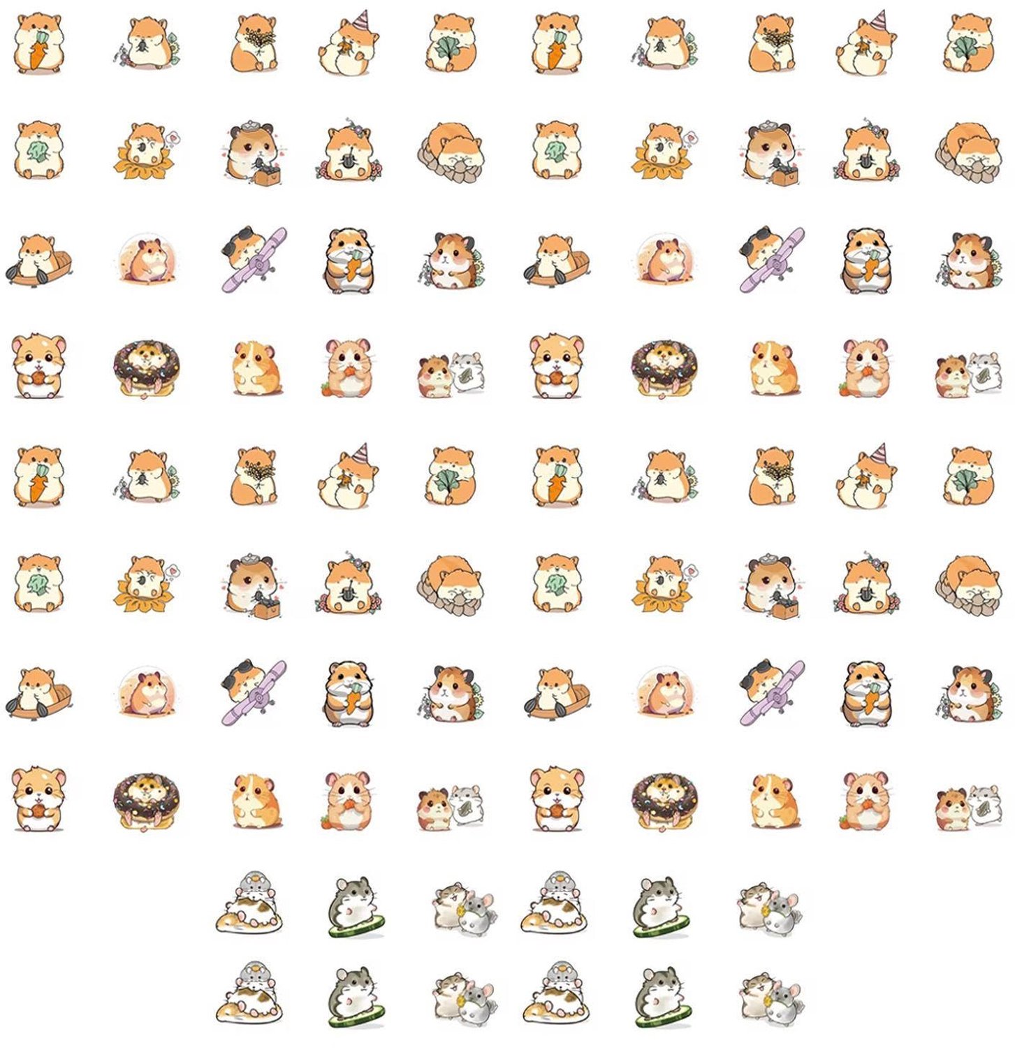 Hamerstickers 92 stuks - Zelfklevend - Cartoon Dieren - Knutselen - Decoratie - Makkelijk te Plakken/Verwijderen - Stickers