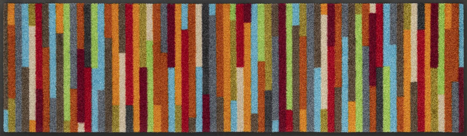 wasbare voetmat Mikado Stripes 35x120cm - Kleurvol, binnengebruik