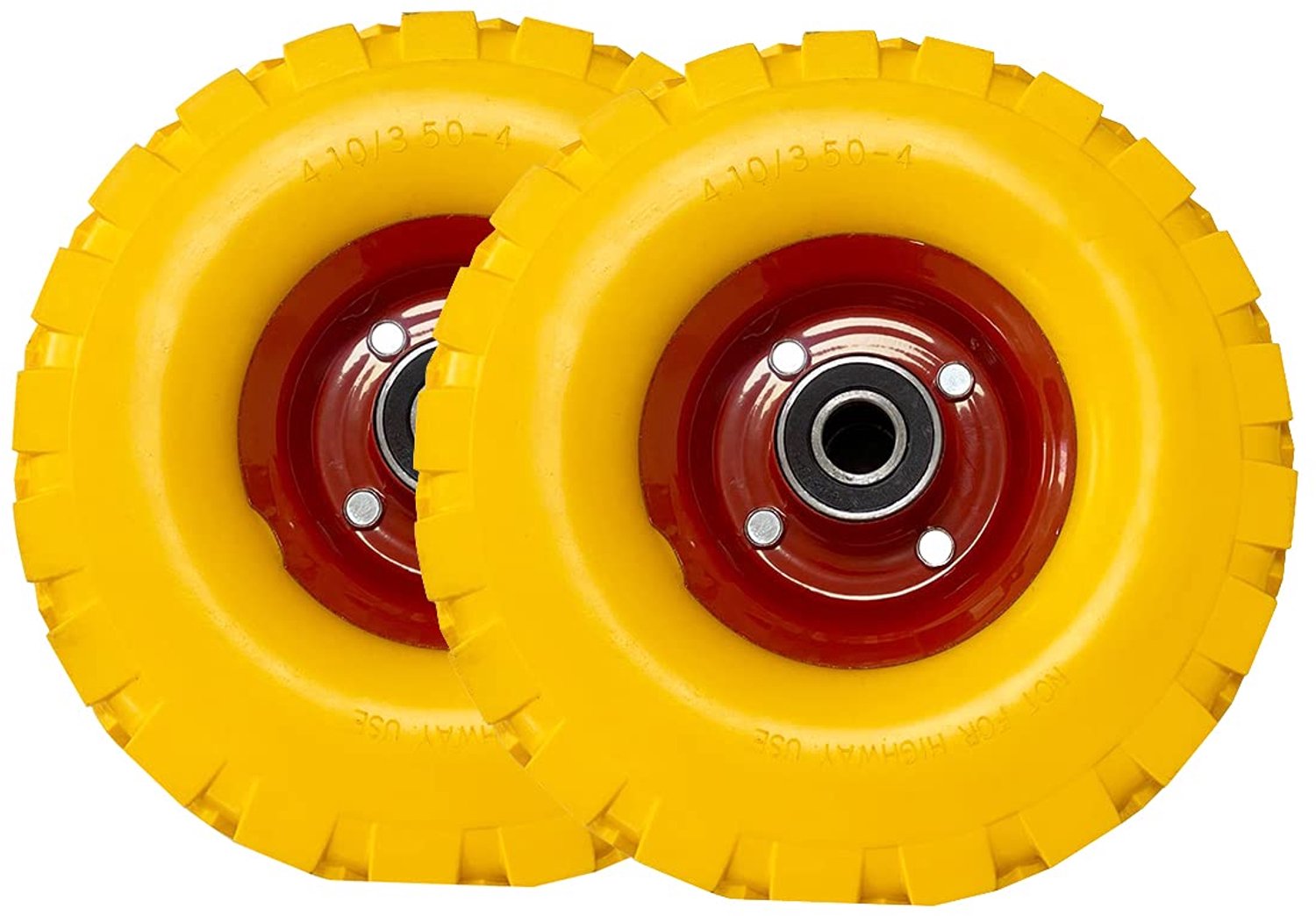 Set van 2 Punctievaste Rubber Wielen voor Kruiwagens - 4.10/3.50-4