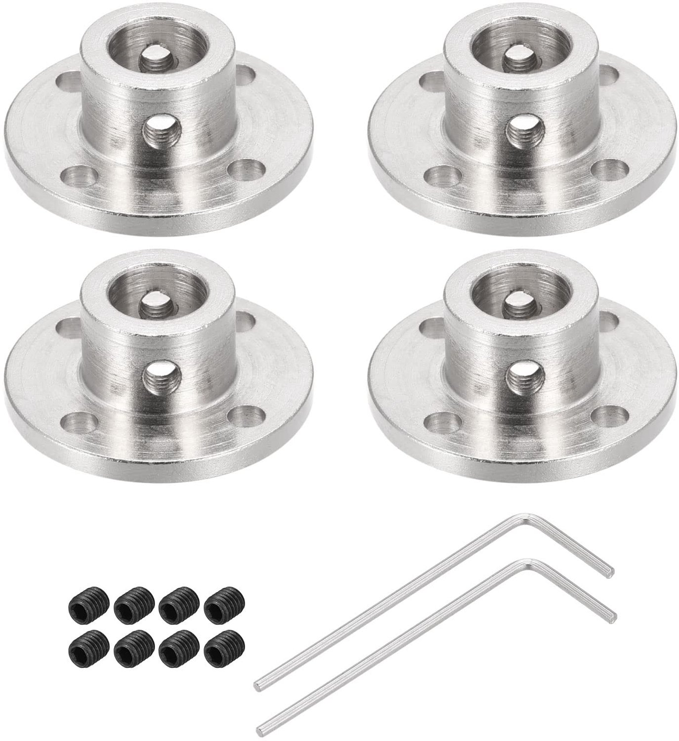 Flenskoppelingsstekker 10 mm - 4 Stuks - Motorkoppeling - Inclusief 8 Schroeven - Voor Doe-Het-Zelf Stappenmotoren - Stijve Bevestiging - Motorconnector