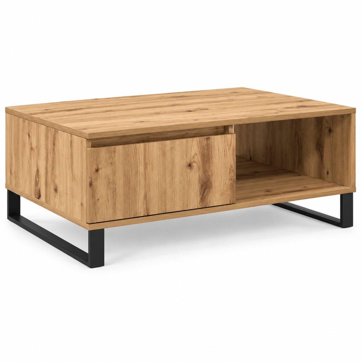 Luxevo Salontafel 90 x 60 x 35 cm – Eikenlook – Metalen Poten Hout
