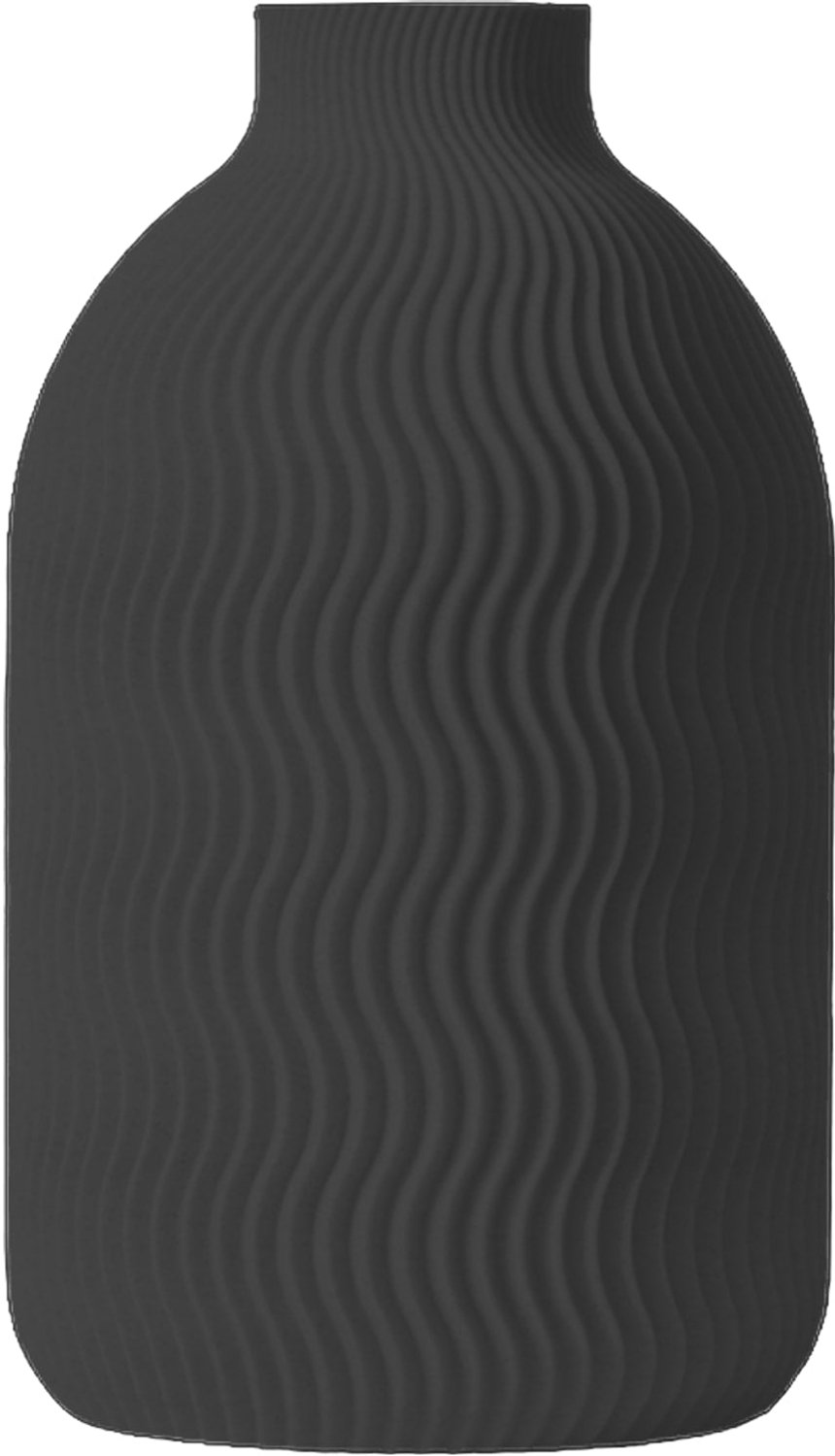 Layvo SOLIS Vaas - Zwart - D15 x H25 cm - droogbloemen vaas - organische vaas - gerecycled plastic
