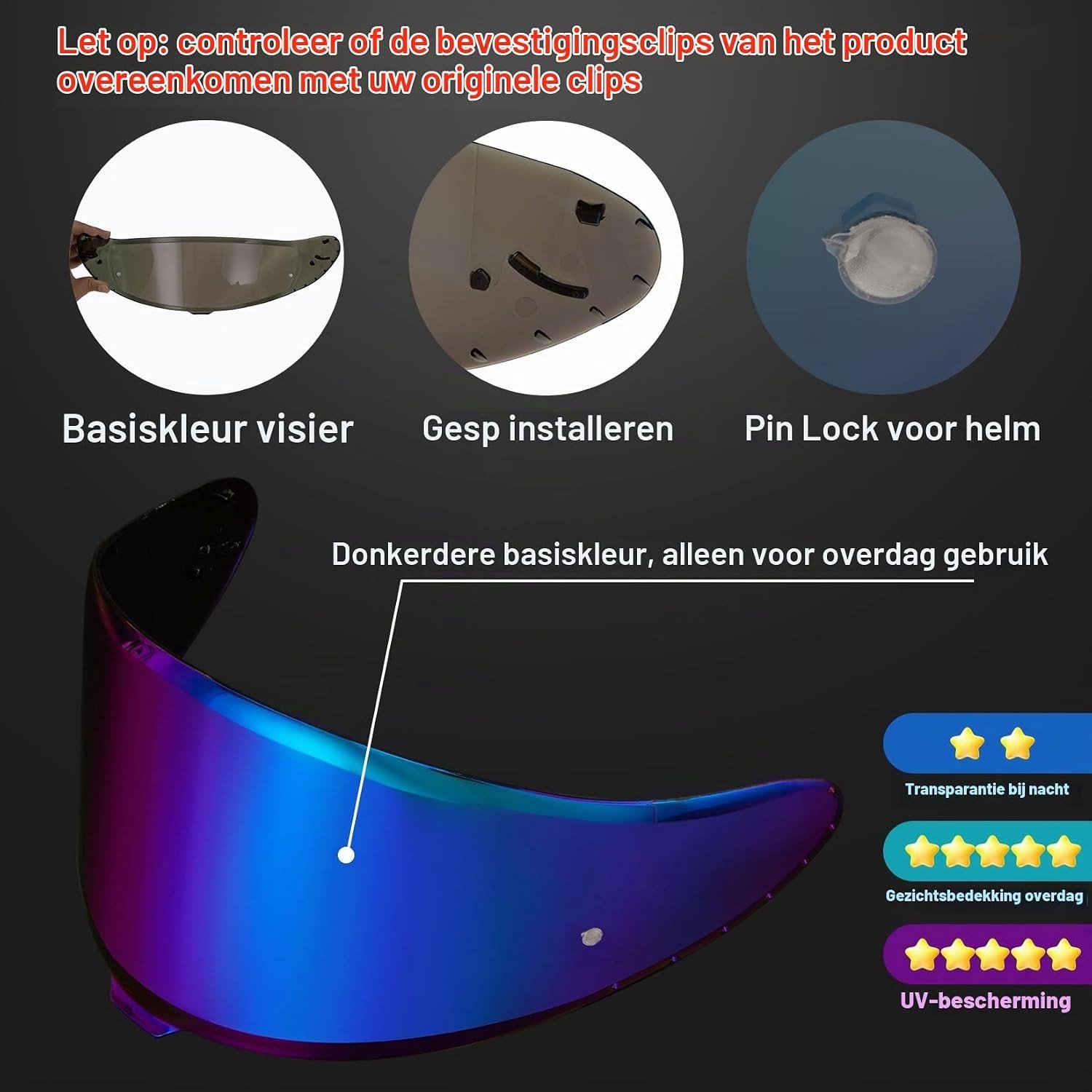 Getinte Helm Visor voor Shoei NXR2 Z8 en RF-1400 - UV-bescherming, Vervangingsaccessoire voor Motorhelmen, CWR-F2 CWR-F2R X-Fifteen X15 X-SPR Pro – foto 2