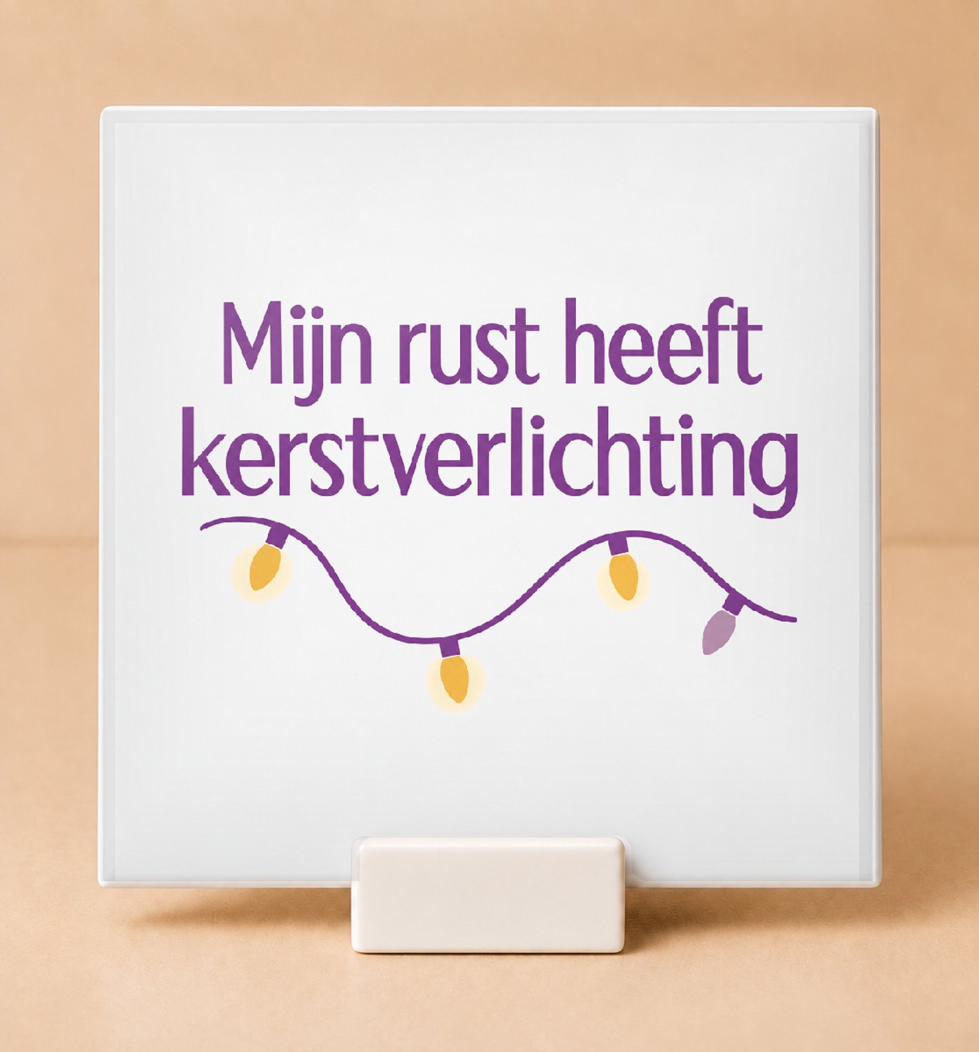Bedruk King Retro jaren 70 Niet Storen Kerstlichtjes Tegel – Vintage Ontspanningsdecoratie voor Rustzoekers en Interieurfans - 11 x 11 cm met houder Wit