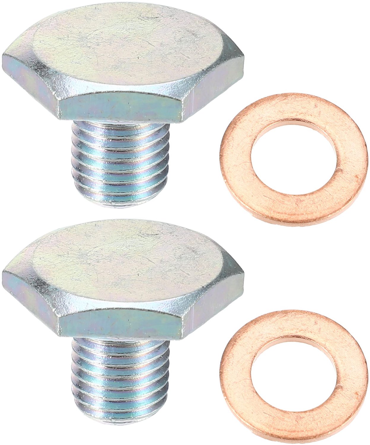 Olieaflaatplug M10x1.25 - Set van 2 - Staal - Zilverkleurig - OE-nummer 1146063 - Afmetingen 17x24mm - Aflaatplug