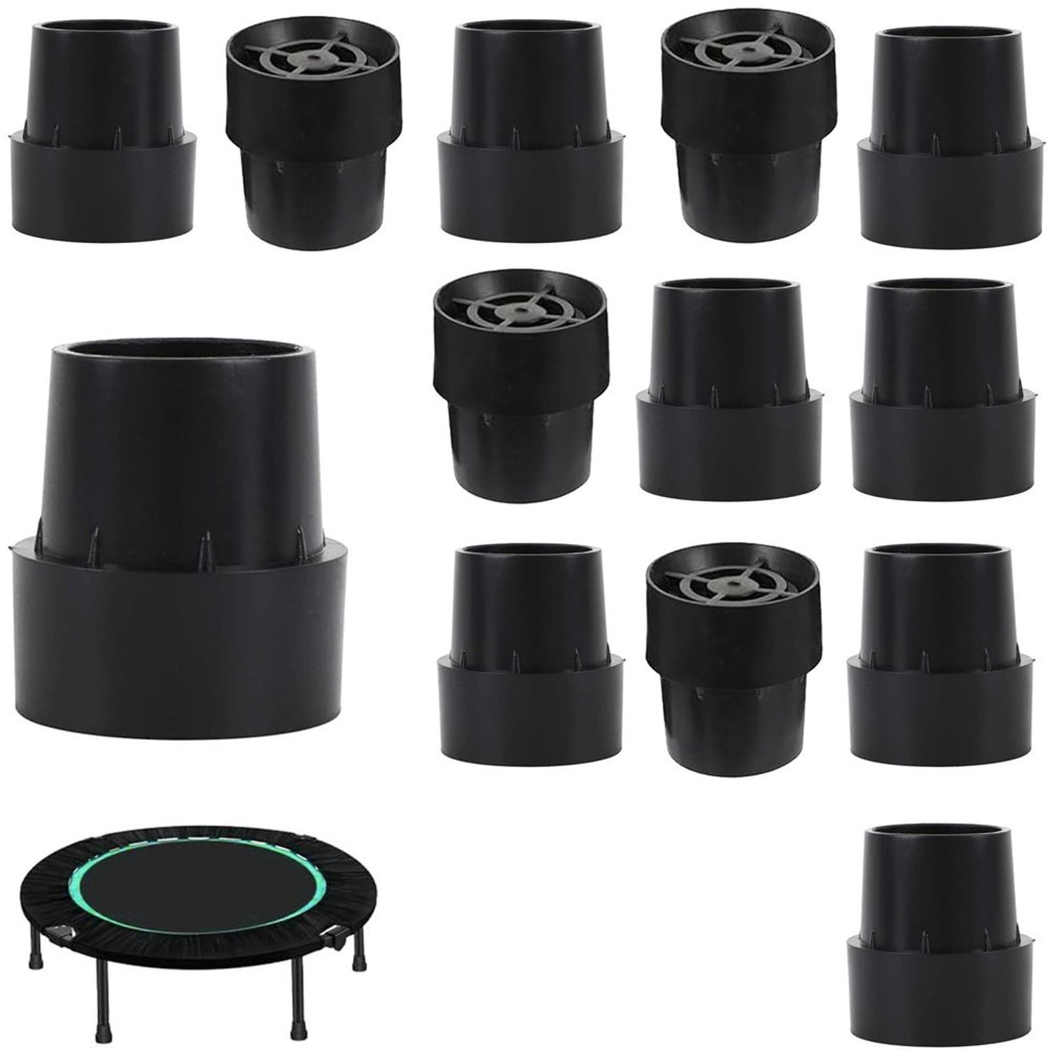 12 Stuks Antislip Trampoline Pootdoppen in Zwart