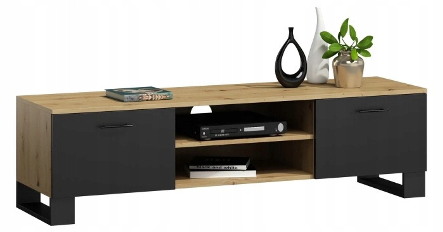 Per La Vita Klara - Tv-meubel - 150 cm - Artisan eiken en zwart - Metalen frame
