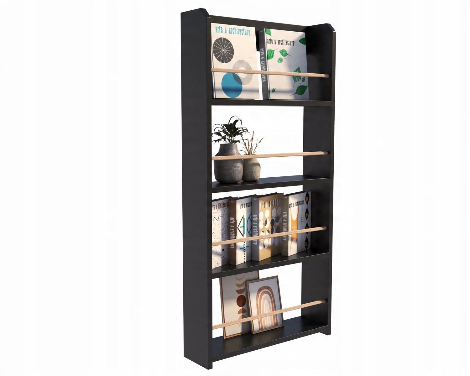 Per La Vita Franco - Kinderboekenkast - Zwart - Staand - Met houten spijlen