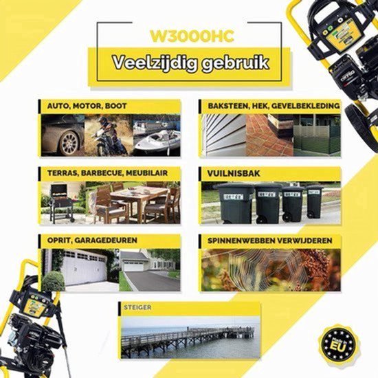 Hogedrukreiniger Benzine 3000 PSI - 163 cc Motor - 8,7 L/min Debiet - Zwart Geel - Voor Auto En Terras — afbeelding 5
