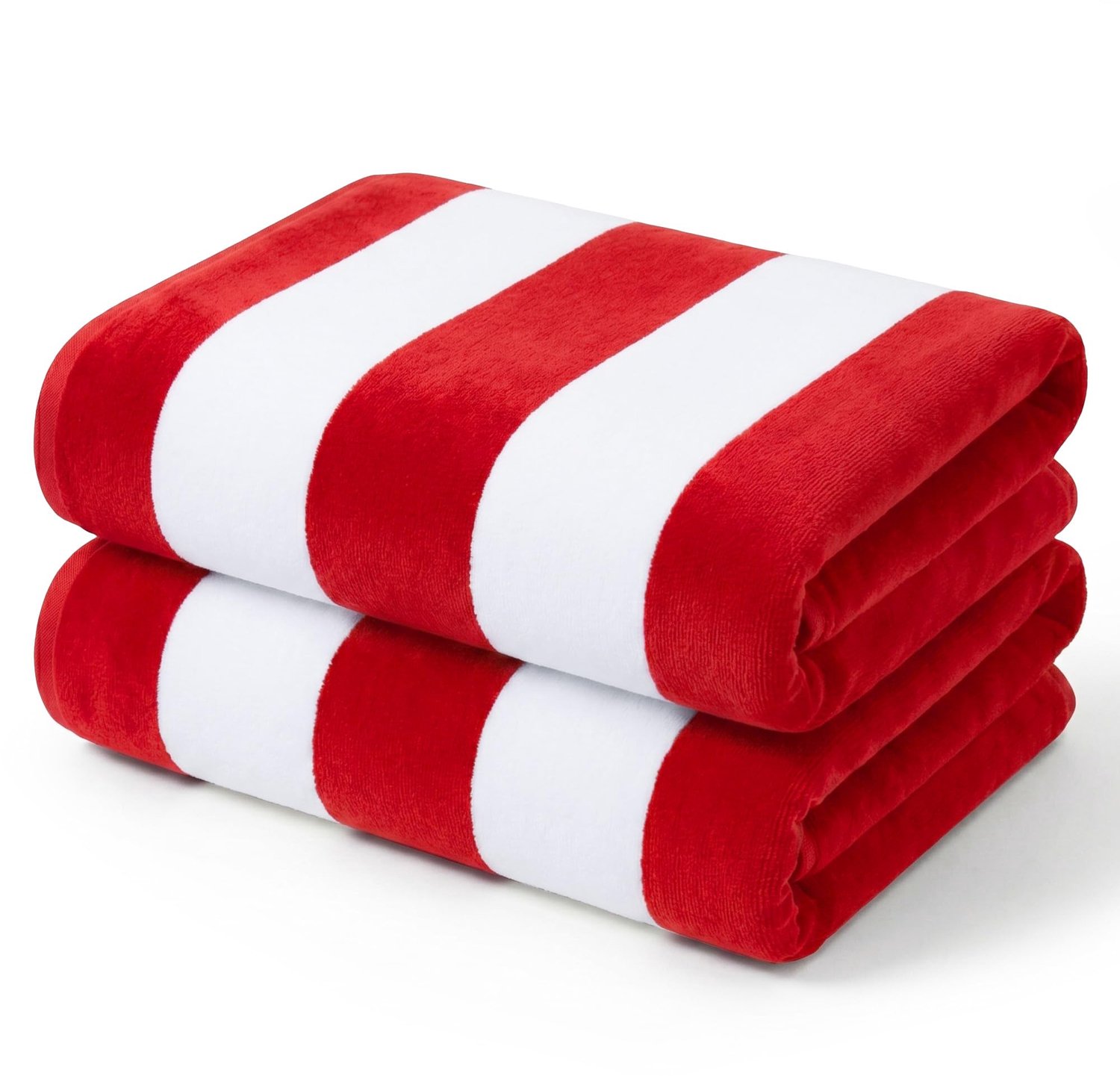 Set van 2 Katoenen Strandlakens - 180x90cm - Zacht en Absorberend - Rood Gestreept
