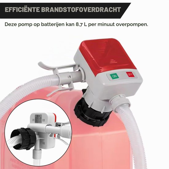 Elektrische brandstofpomp met automatische stop: elektrische brandstofpomp met adapter in 4 maten, elektrische benzinepomp voor diesel, lichte oliën, kerosine, water — afbeelding 4