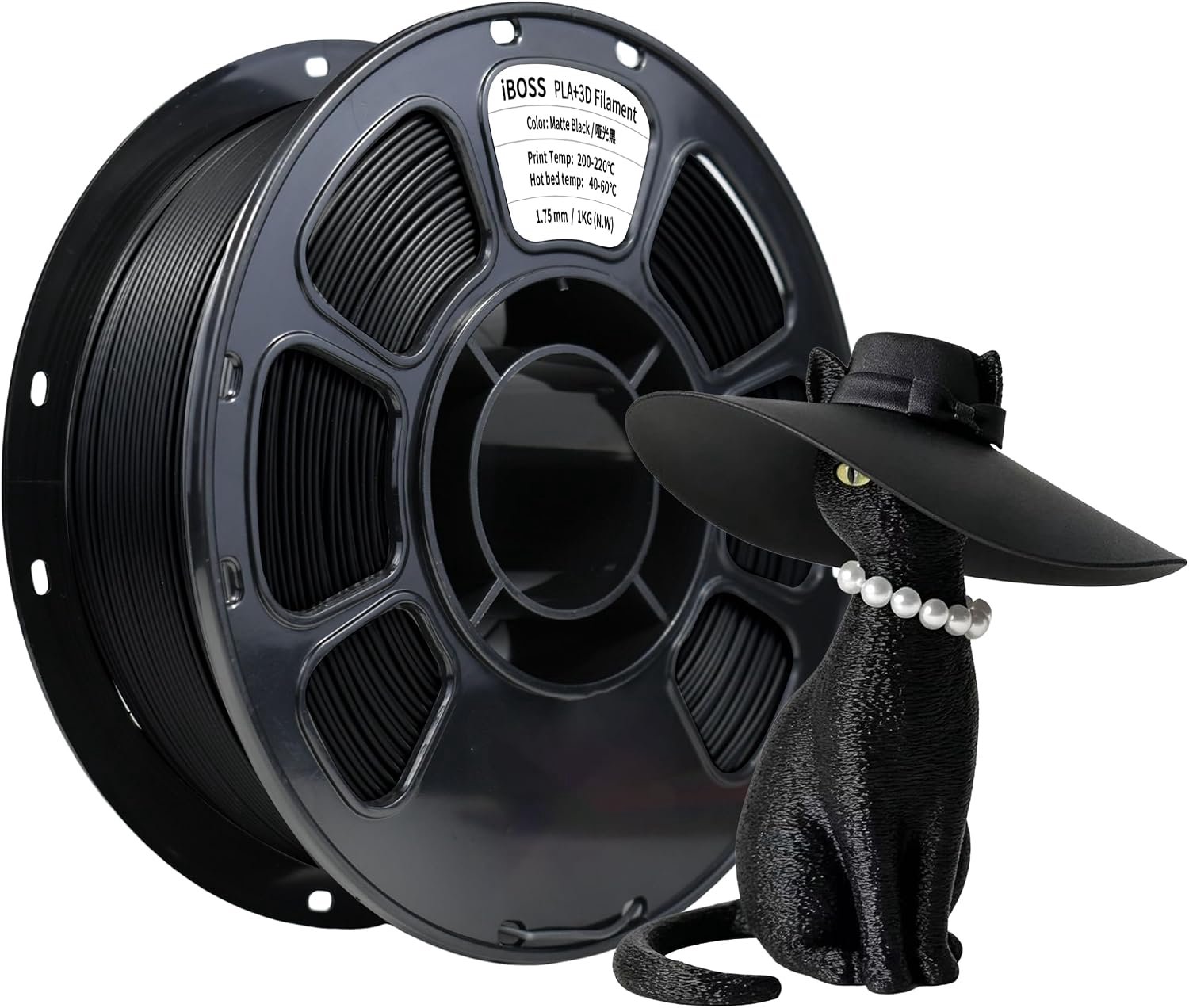 Filament PLA+ Mat 1,75mm 1kg - Zwart - Maatnauwkeurigheid +/- 0,02 mm - Geschikt voor FDM 3D-printers - m-winkel