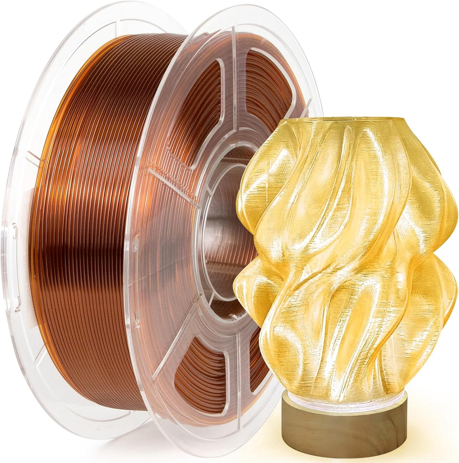 3D-printerfilament 1.75mm 1KG - transparant amber PETG - hoge slagvastheid - perfect voor lampmodellen - Vemera