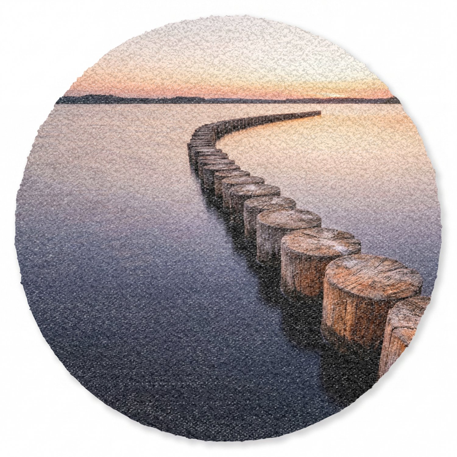 Deurmat rond 120x120 cm - Droogloopmat Hout - Palen - Water - Mat voor binnen - Schoonloopmat - Ronde deurmatten met print - Inloopmat