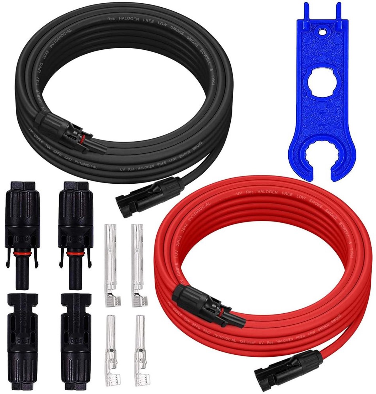 Verlengkabel 15 meter - Zonnepaneelstekker - Waterdichte aansluiting - 12 AWG - IP67 - Vlamgraad UL94-VO - Zonnepaneelkabel